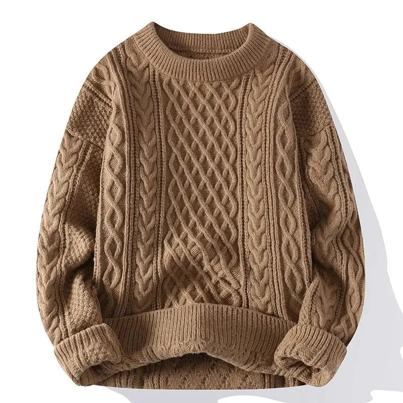 Mønstret herresweater med rund hals