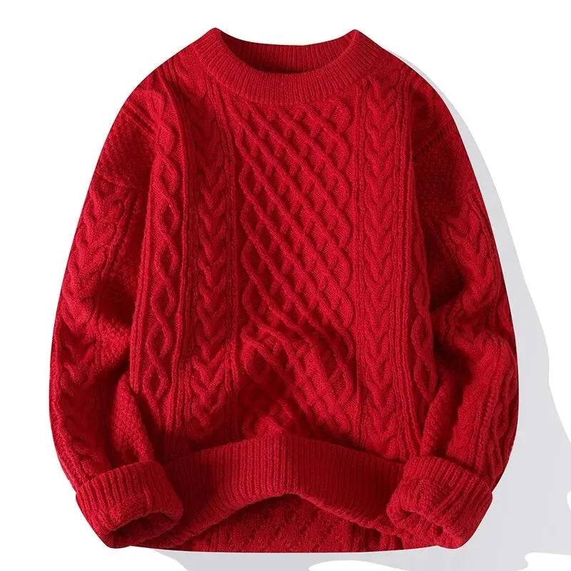 Mønstret herresweater med rund hals