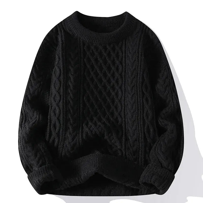 Mønstret herresweater med rund hals