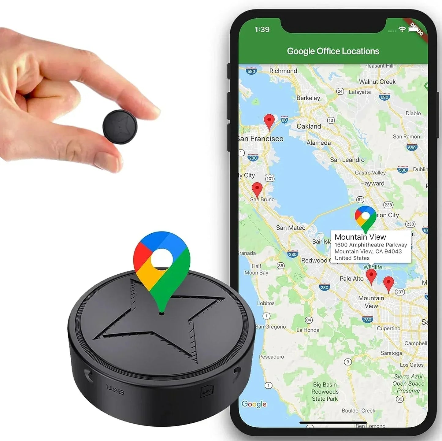 Magnetisk realtids-GPS-lokaliseringsenhed