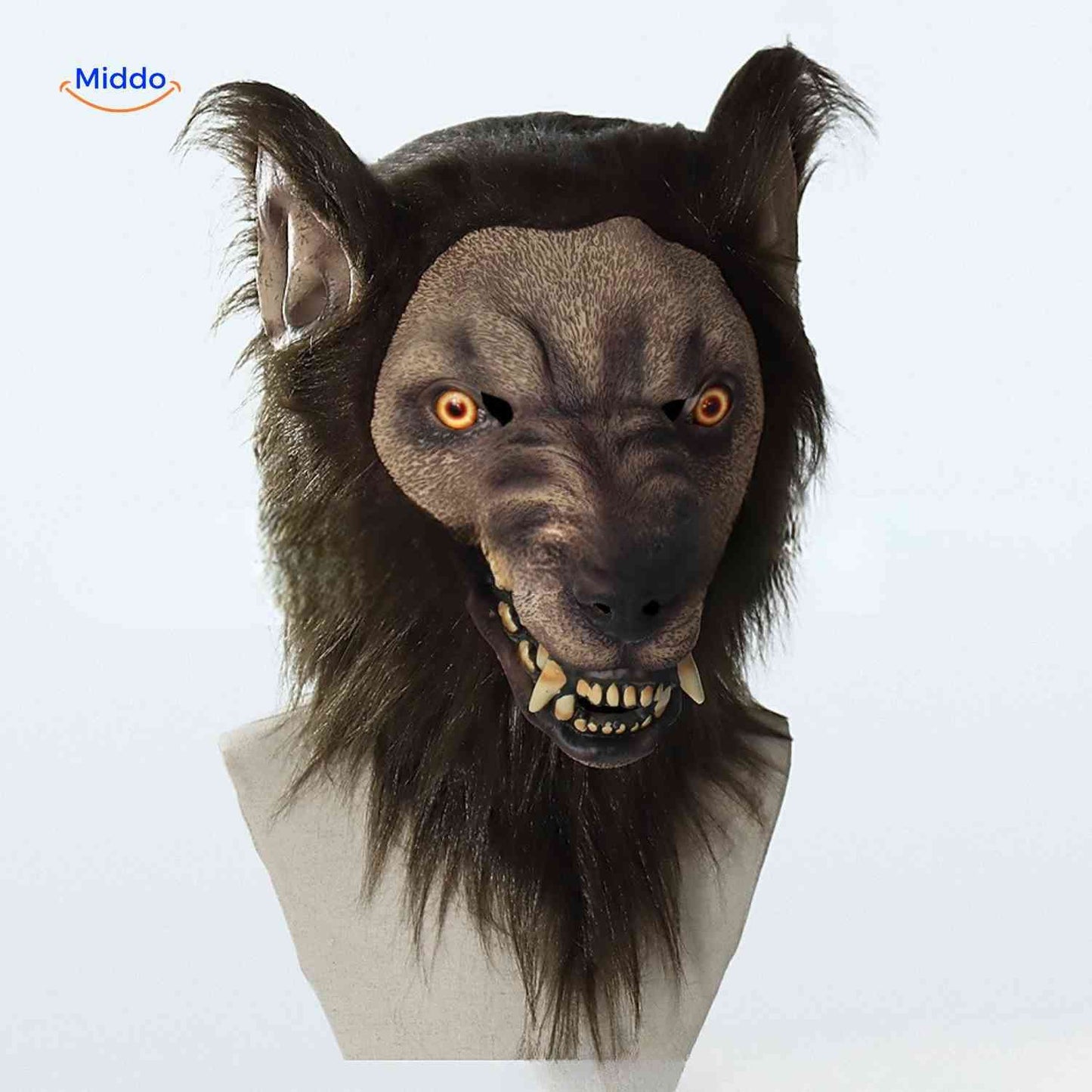 Maske | Latex-ulvehoved, lysende og ideel til halloween