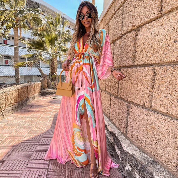 Maxikjole med V-udskæring til damer