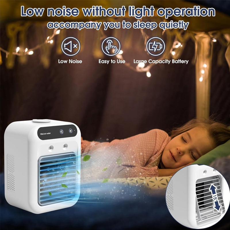 Mini bærbart airconditionanlæg med køle- og befugtningsfunktion