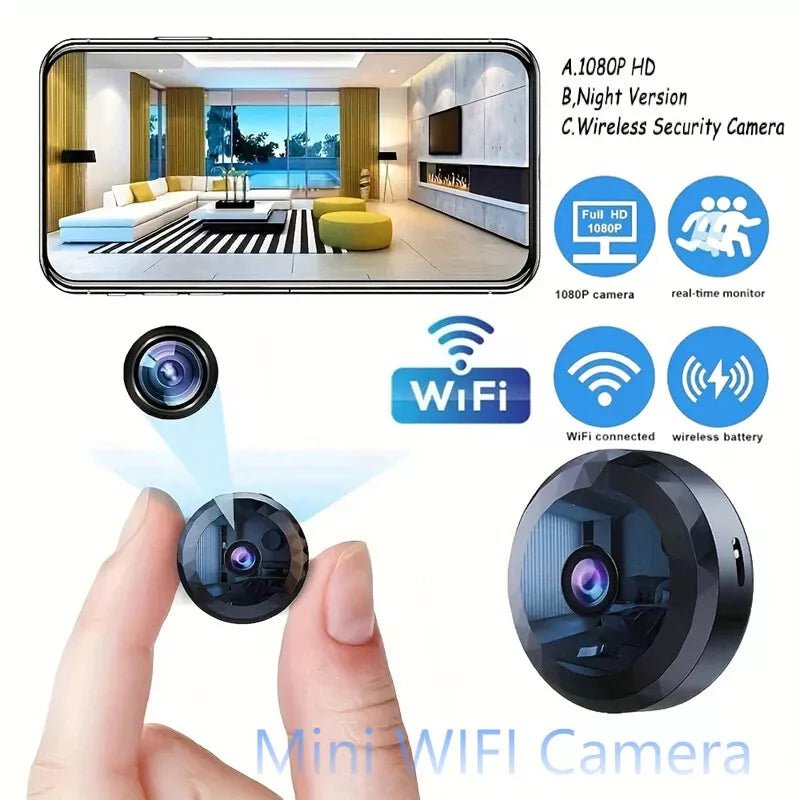 Mini WiFi-kamera: 1080P HD, nattesyn, bevægelsesregistrering