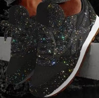 Moderne hverdags-sneakers med glimmer til damer