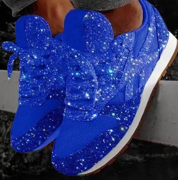 Moderne hverdags-sneakers med glimmer til damer