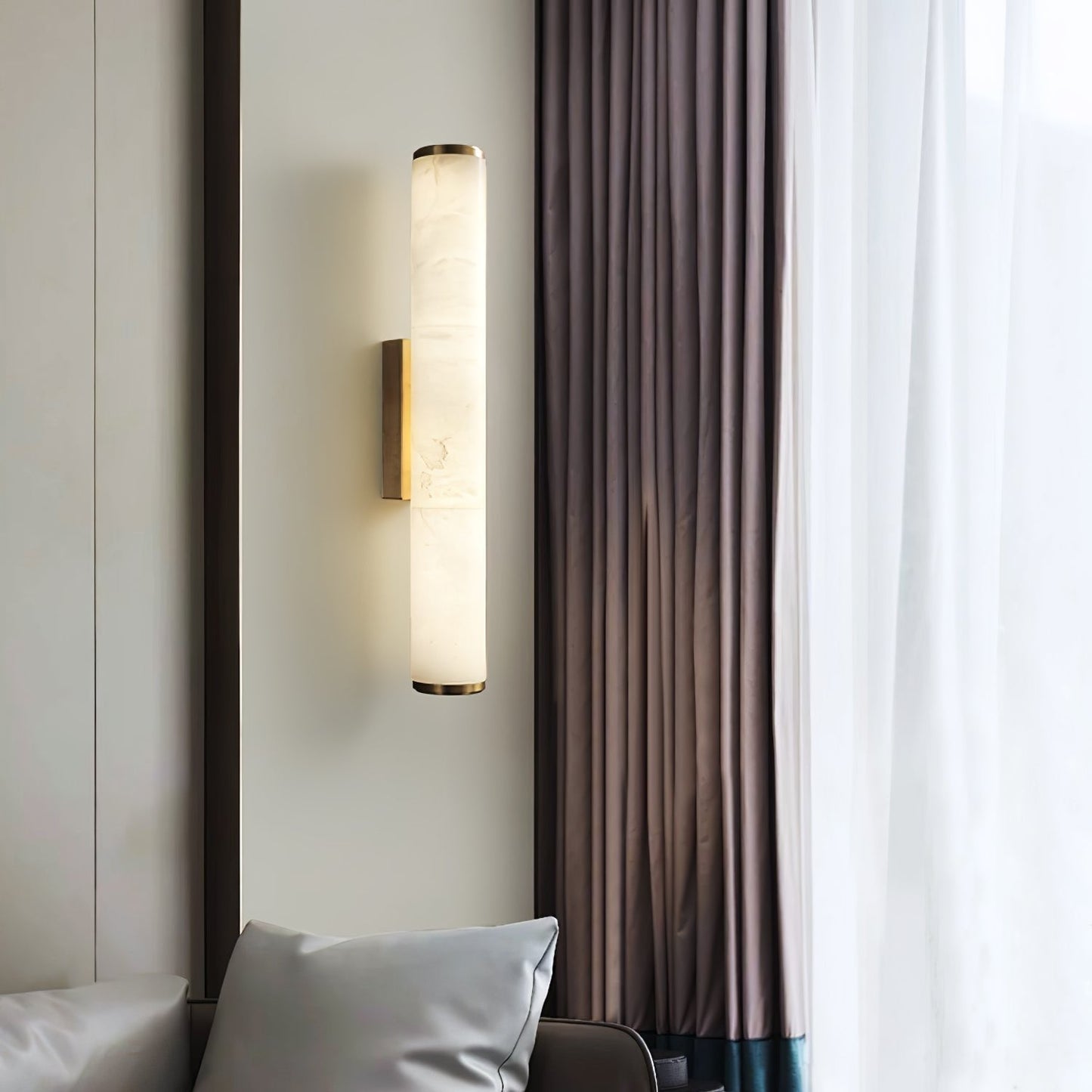 Moderne væglampe - Marmorfinish - Kobberakcentbelysning - Minimalistisk stil