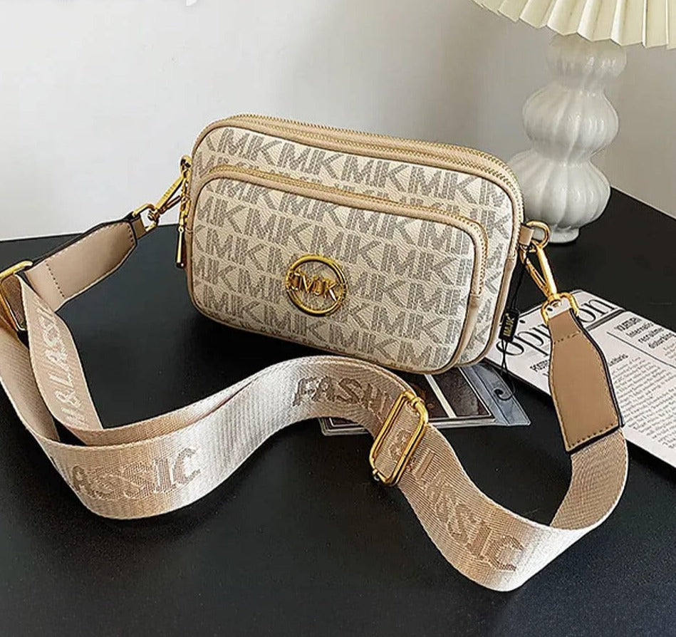 Monogram-skuldertaske til damer med kædedetalje