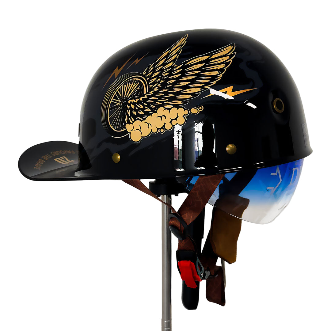 Motorcykelhjelm i baseballkasket-stil