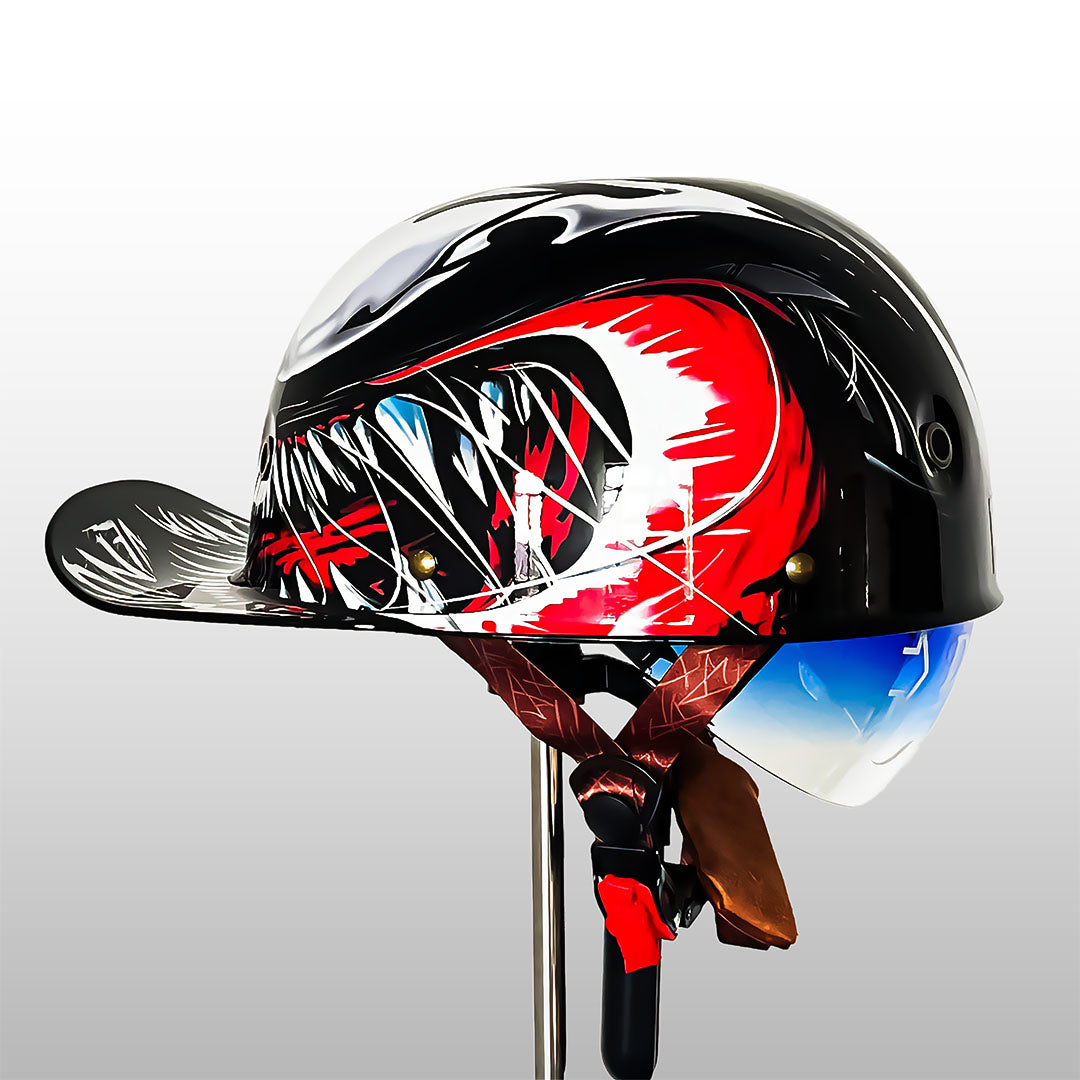 Motorcykelhjelm i baseballkasket-stil