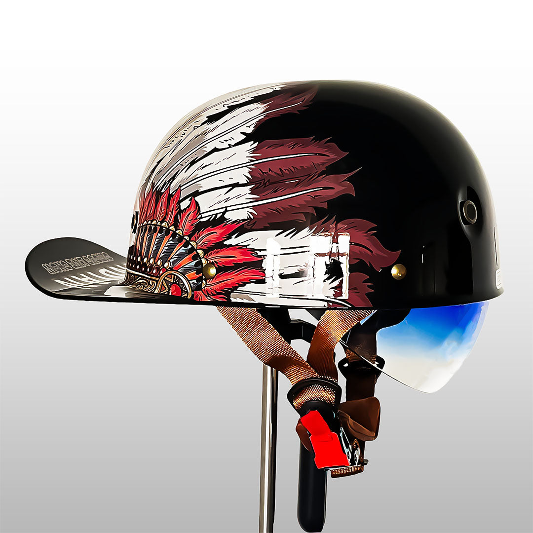 Motorcykelhjelm i baseballkasket-stil