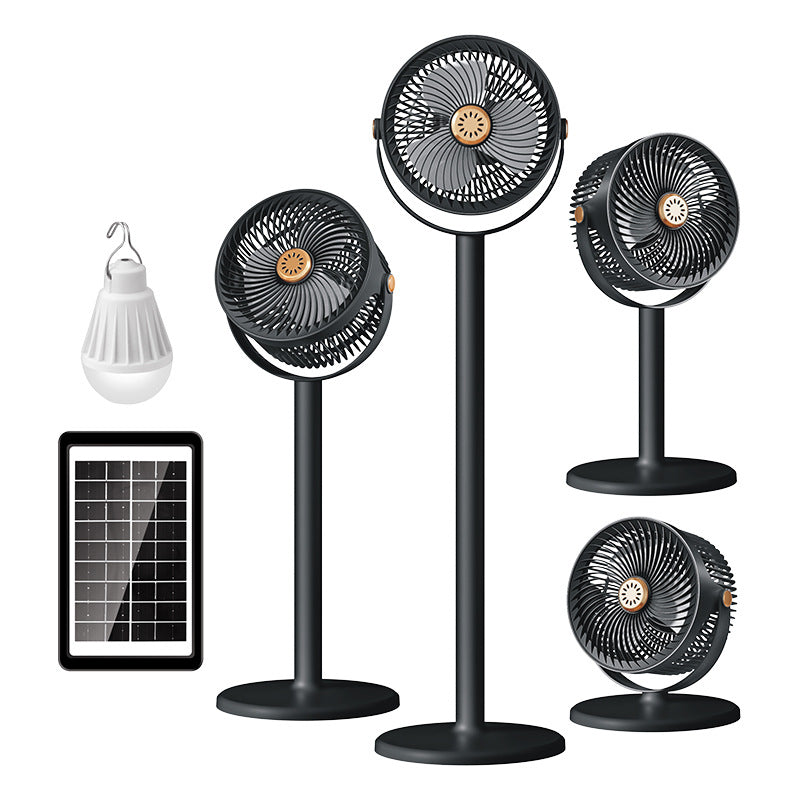 Multifunktionel standventilator med solenergi og LED-belysning