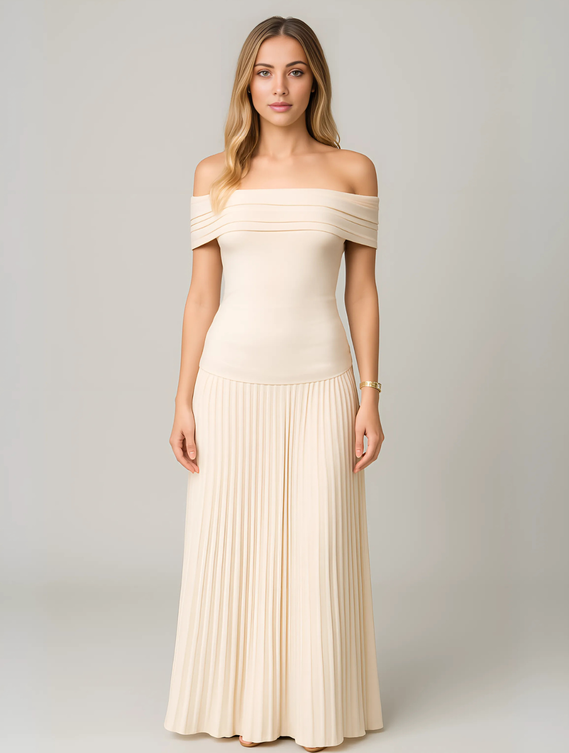 Off-shoulder maxikjole til damer