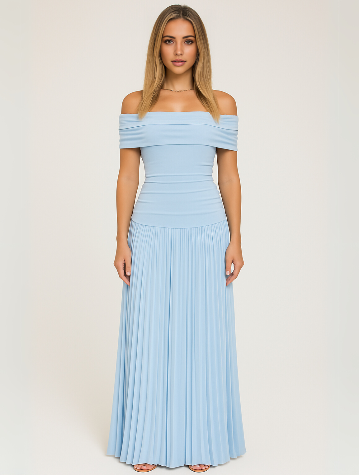 Off-shoulder maxikjole til damer
