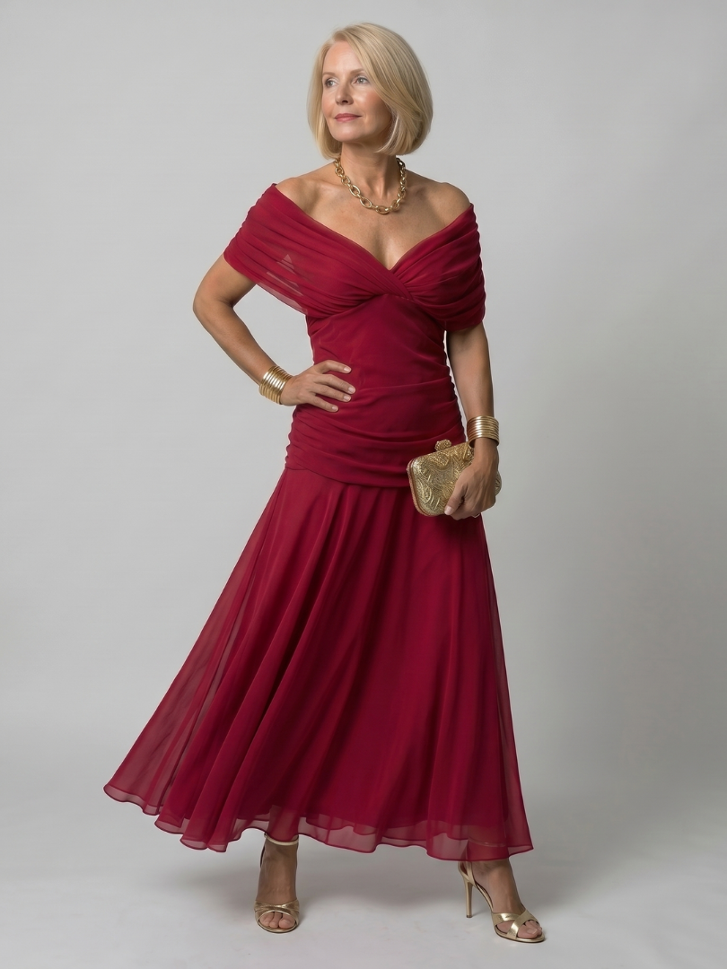 Off-shoulder maxikjole til damer