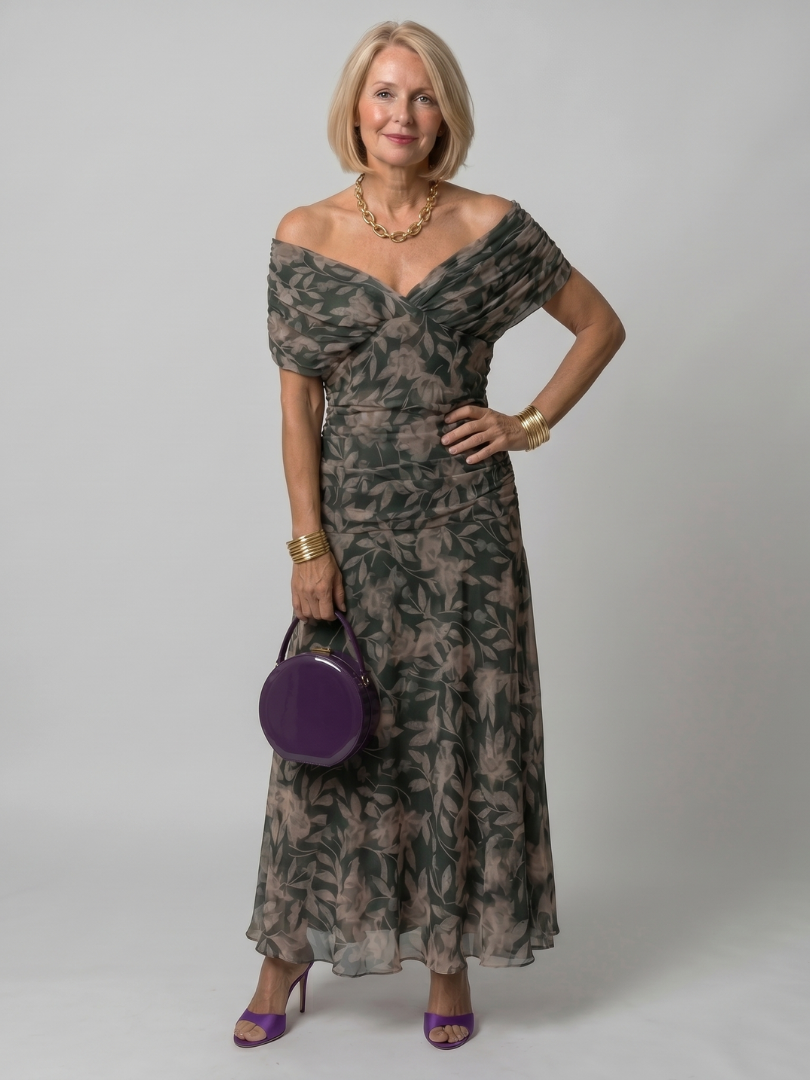 Off-shoulder maxikjole til damer