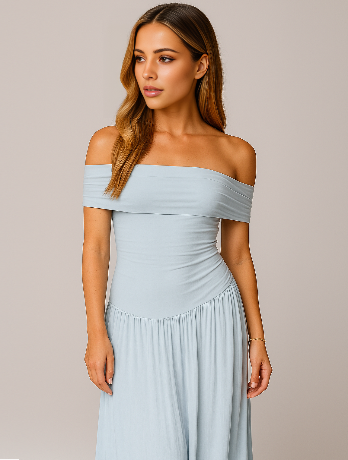 Off-shoulder maxikjole til damer
