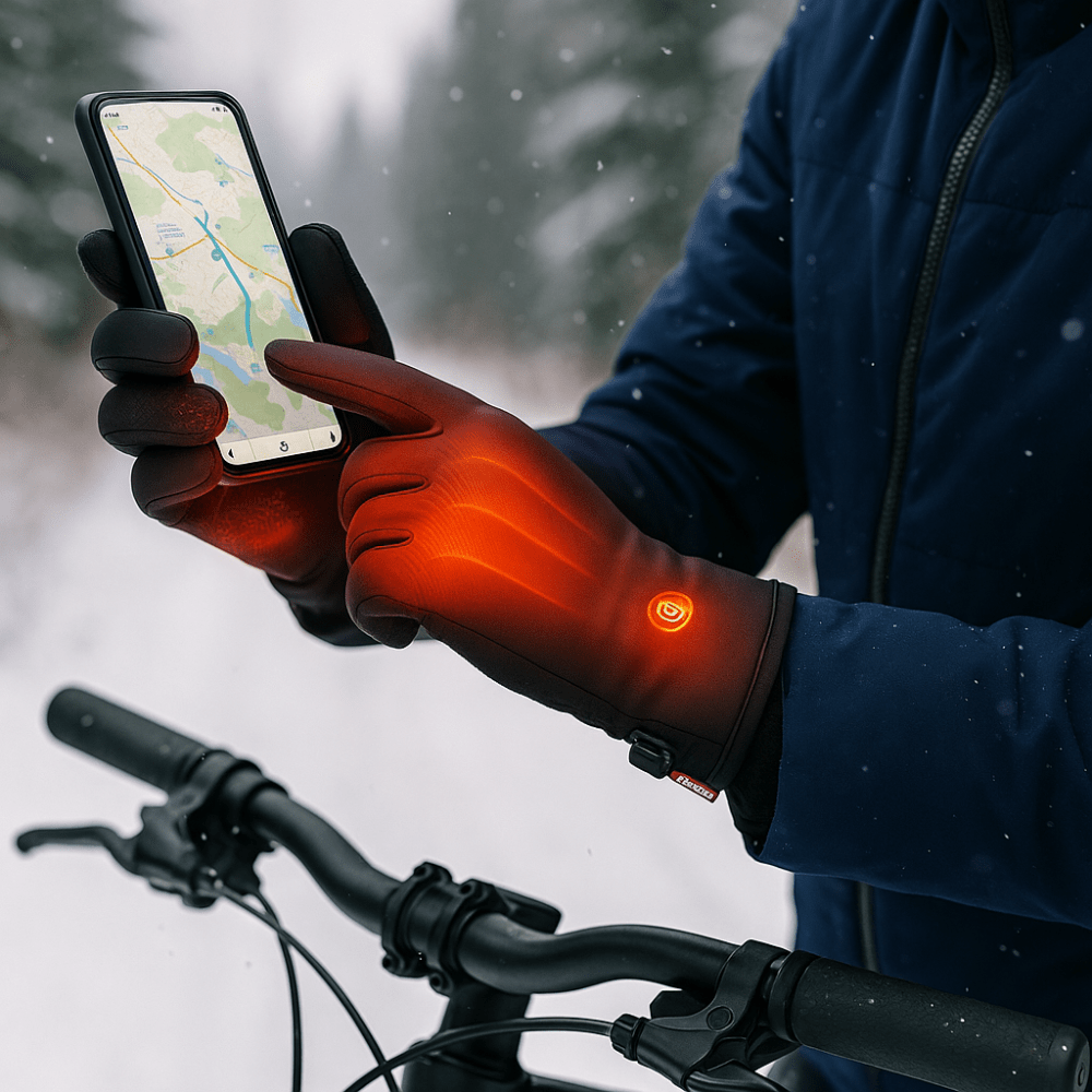Opvarmede vinterhandsker med touchscreen til cykling og skiløb