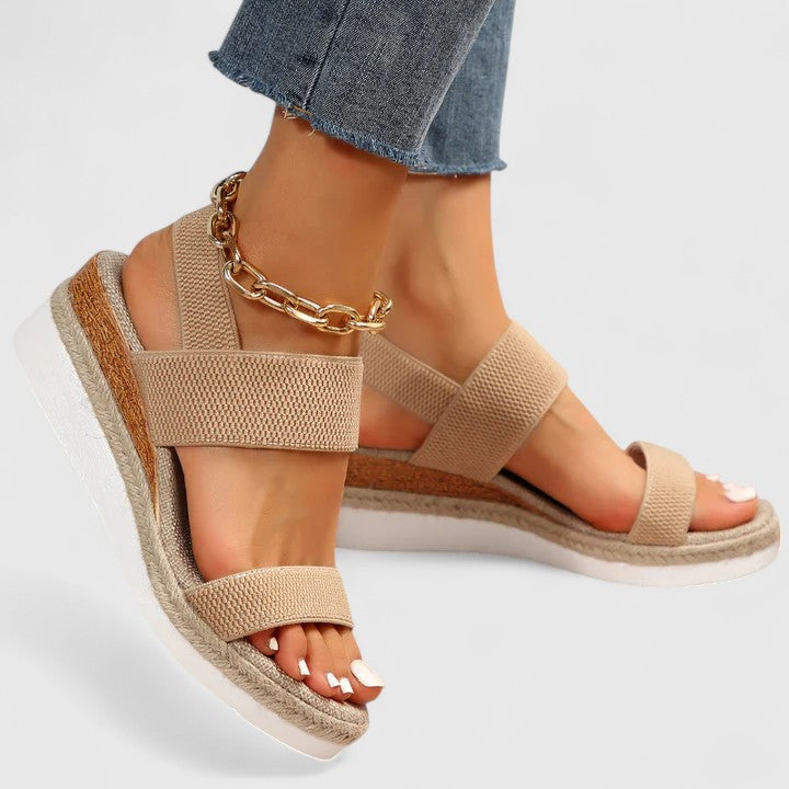 Ortopædiske espadrille-kilesandaler til damer
