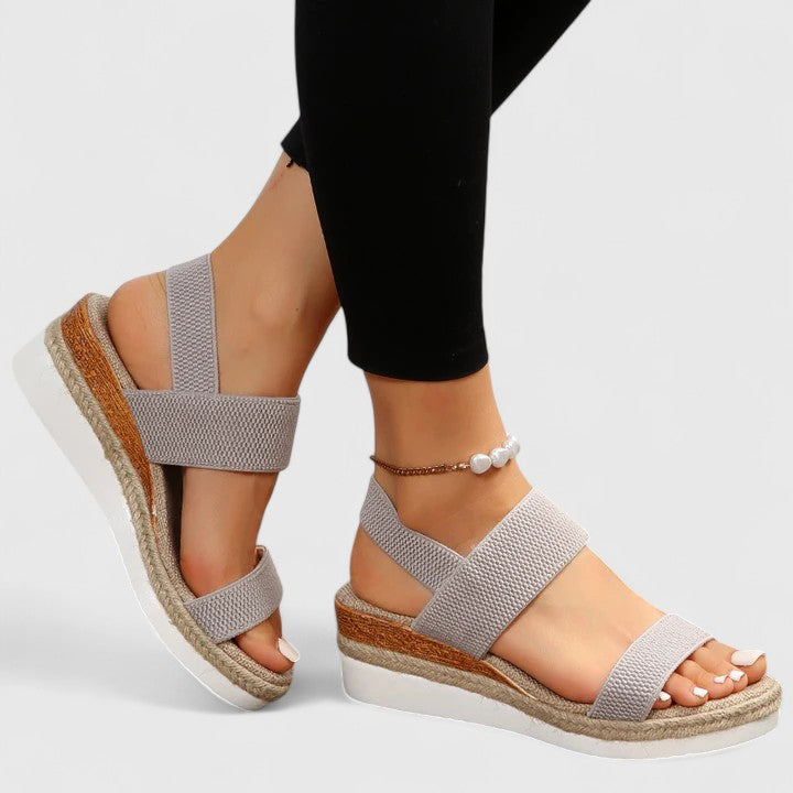 Ortopædiske espadrille-kilesandaler til damer