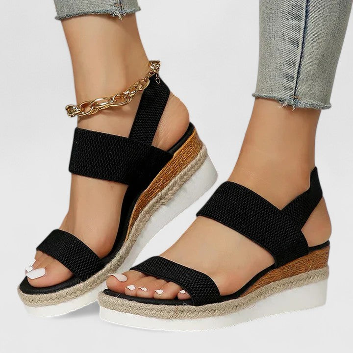 Ortopædiske espadrille-kilesandaler til damer