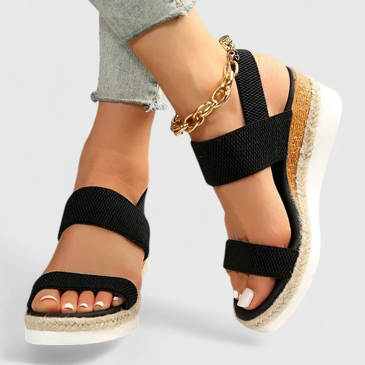 Ortopædiske espadrille-kilesandaler til damer