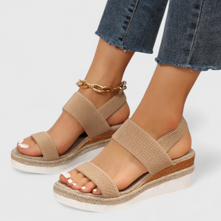 Ortopædiske espadrille-kilesandaler til damer
