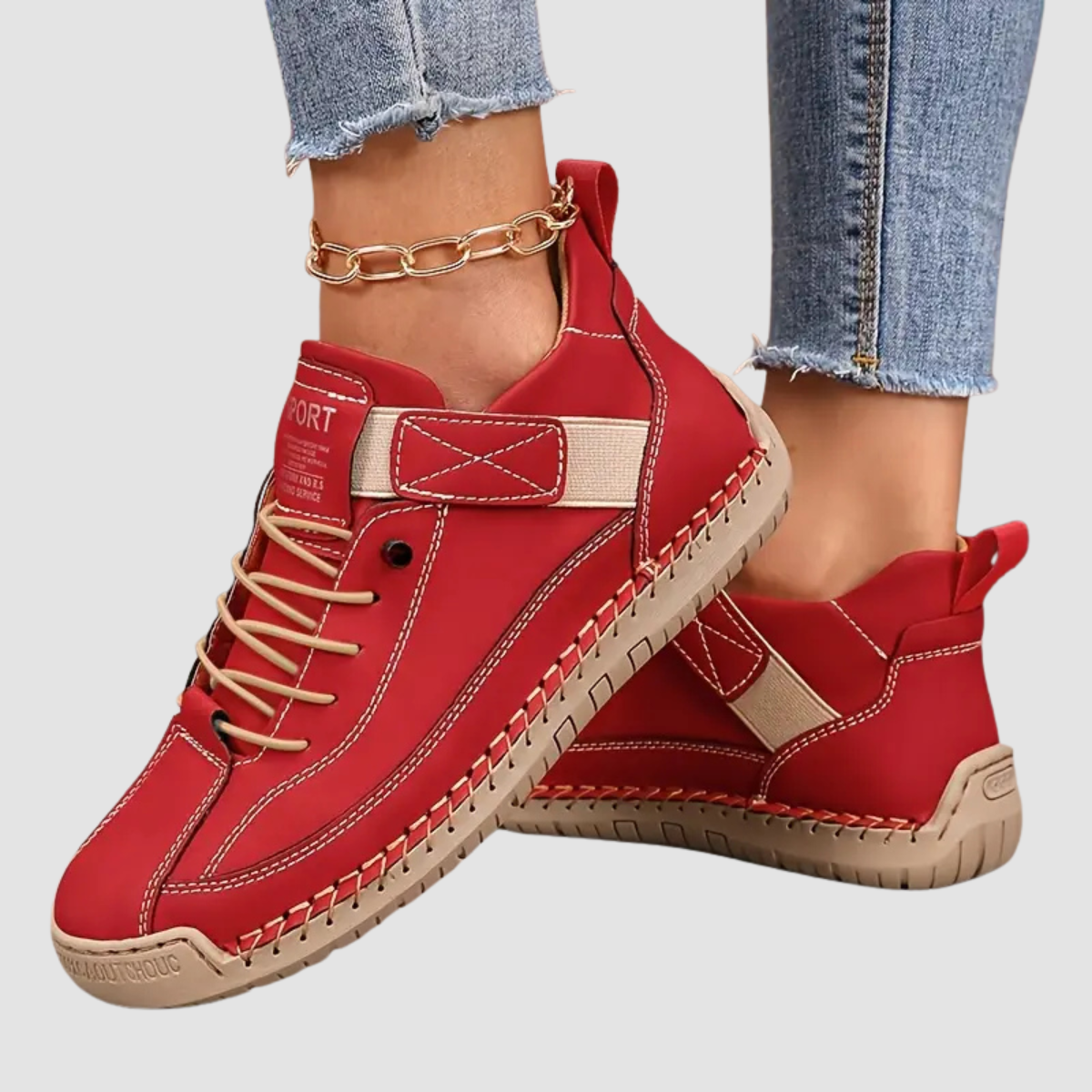 Ortopædiske sneakers med syningsdetaljer til damer