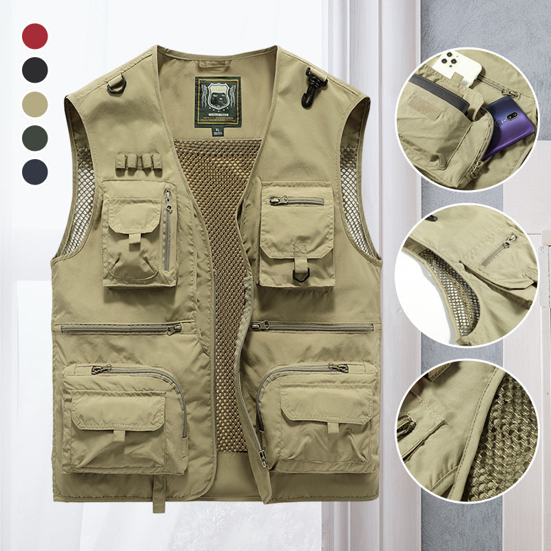 Outdoorvest med flere lommer - Letvægts, åndbar