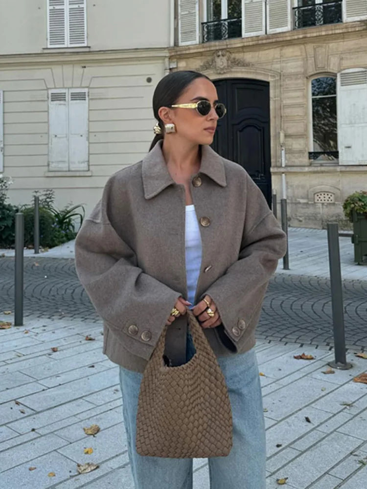 Oversized cropped jakke til damer