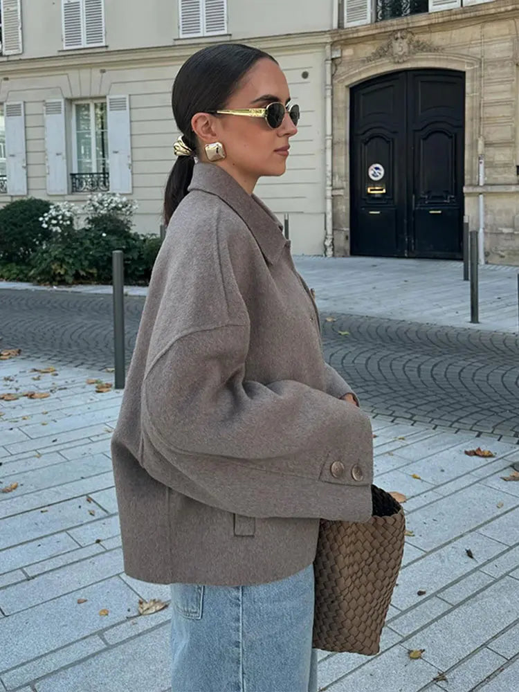 Oversized cropped jakke til damer