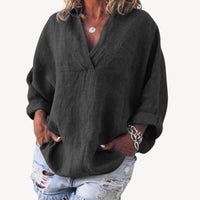 Oversized damebluse med V-udskæring