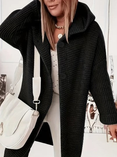 Oversized damecardigan med hætte