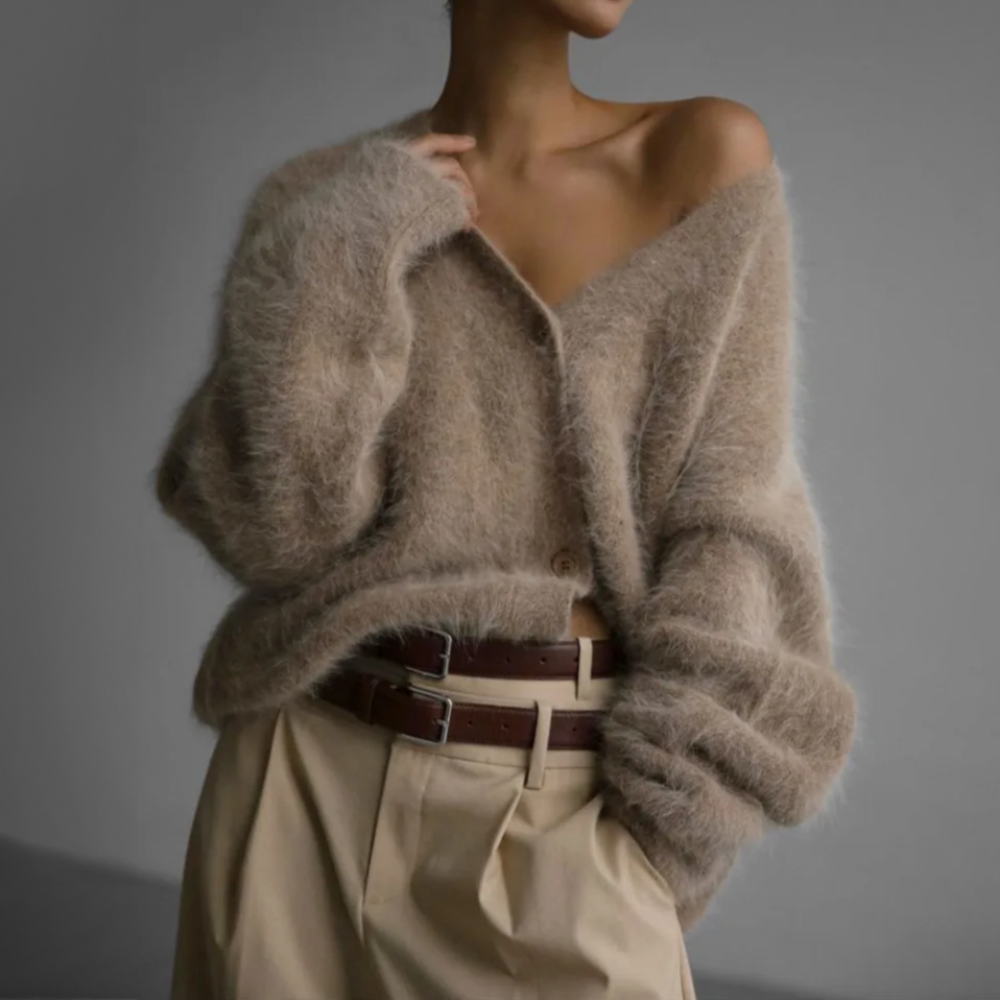Oversized damecardigan med knapper