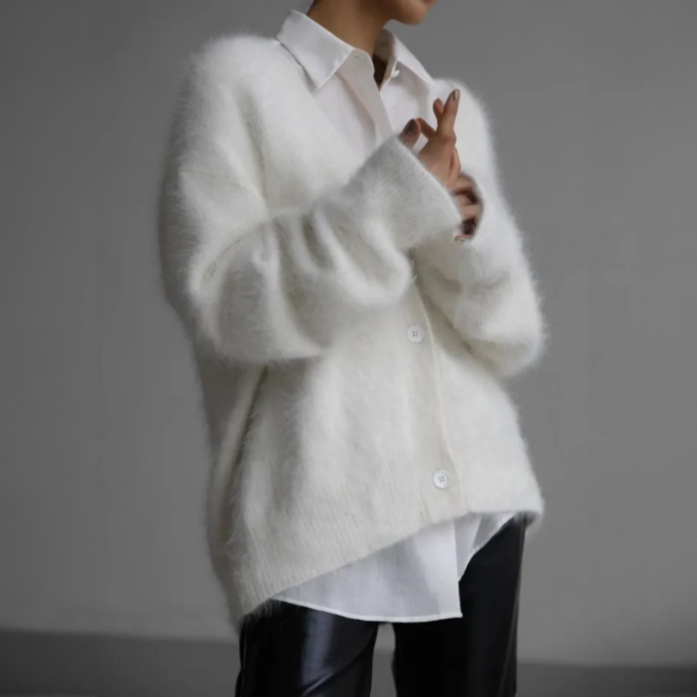 Oversized damecardigan med knapper