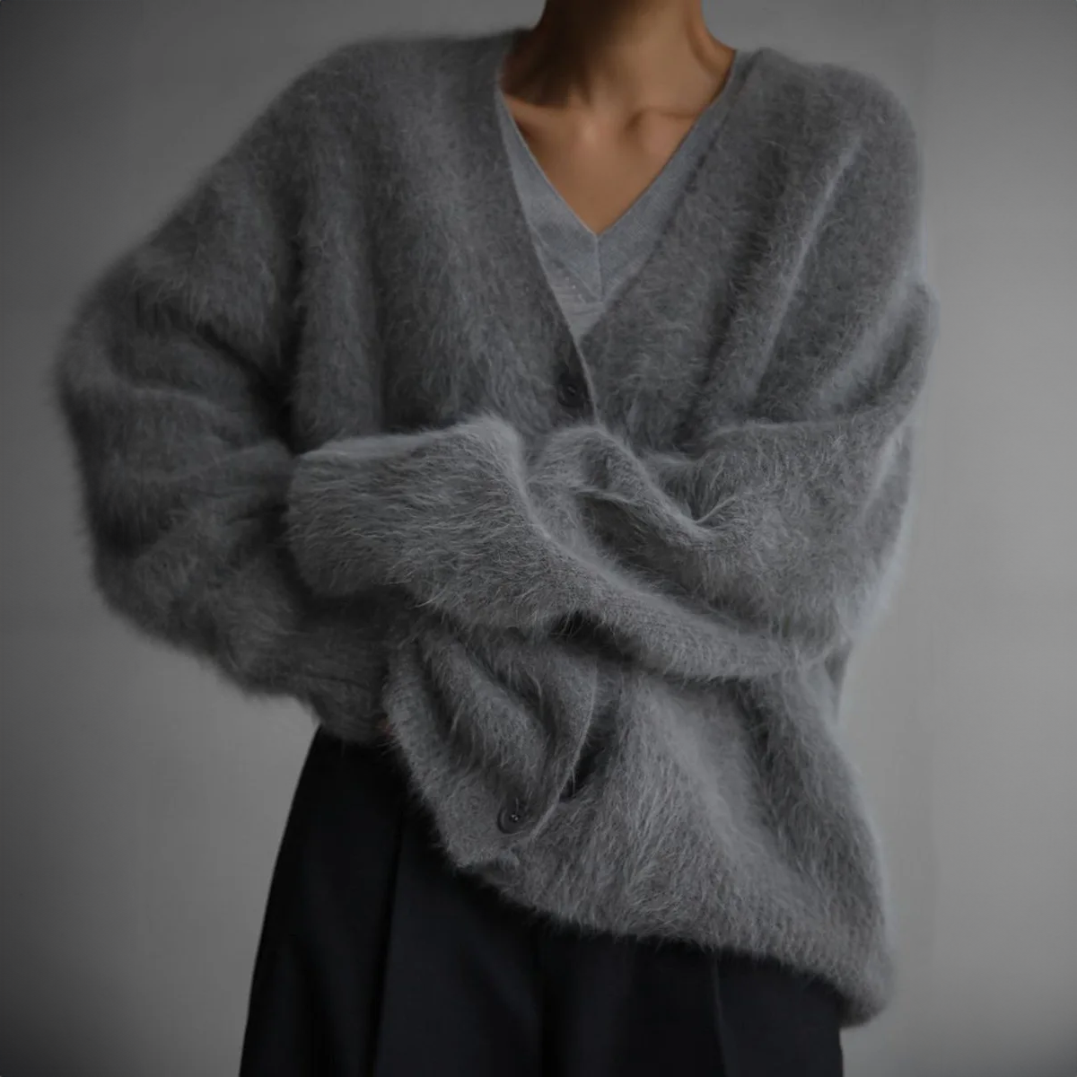 Oversized damecardigan med knapper