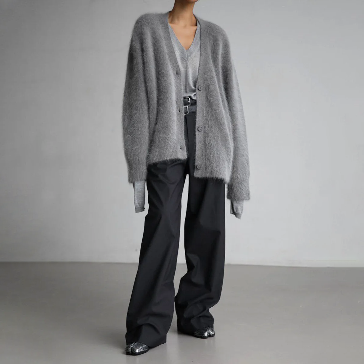 Oversized damecardigan med knapper