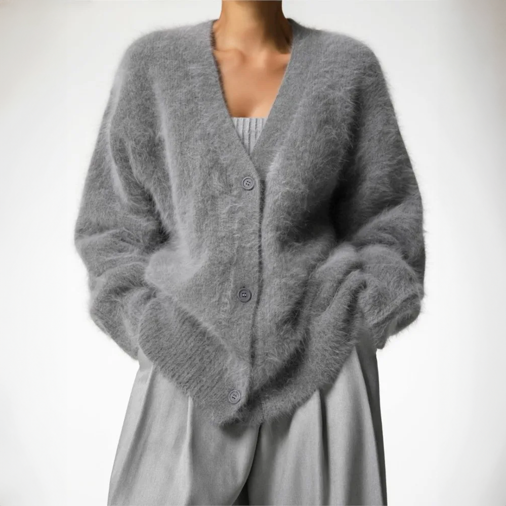 Oversized damecardigan med knapper