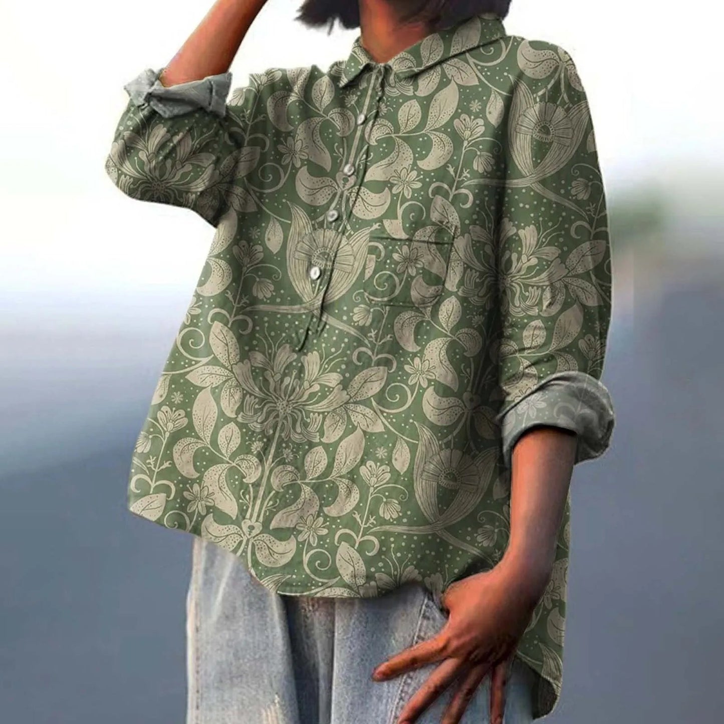 Oversized dameskjorte med knapper