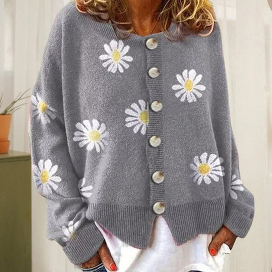 Oversized gennemknappet cardigan til damer