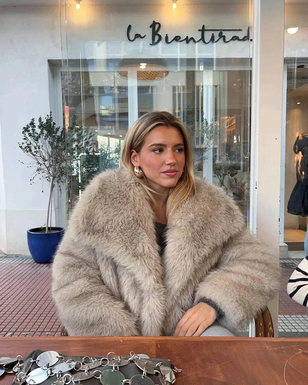 Oversized pelsjakke til damer