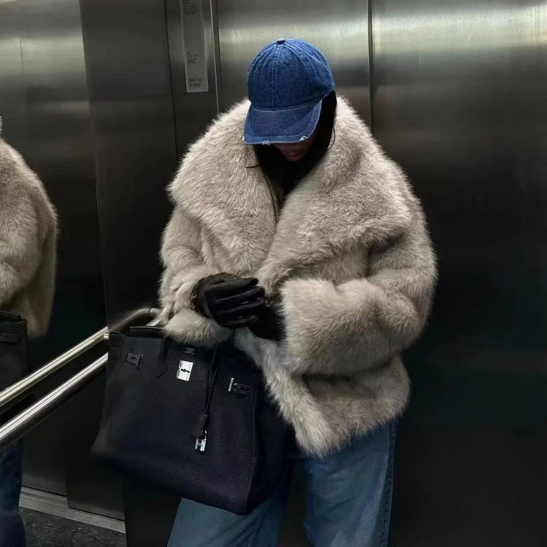 Oversized pelsjakke til damer