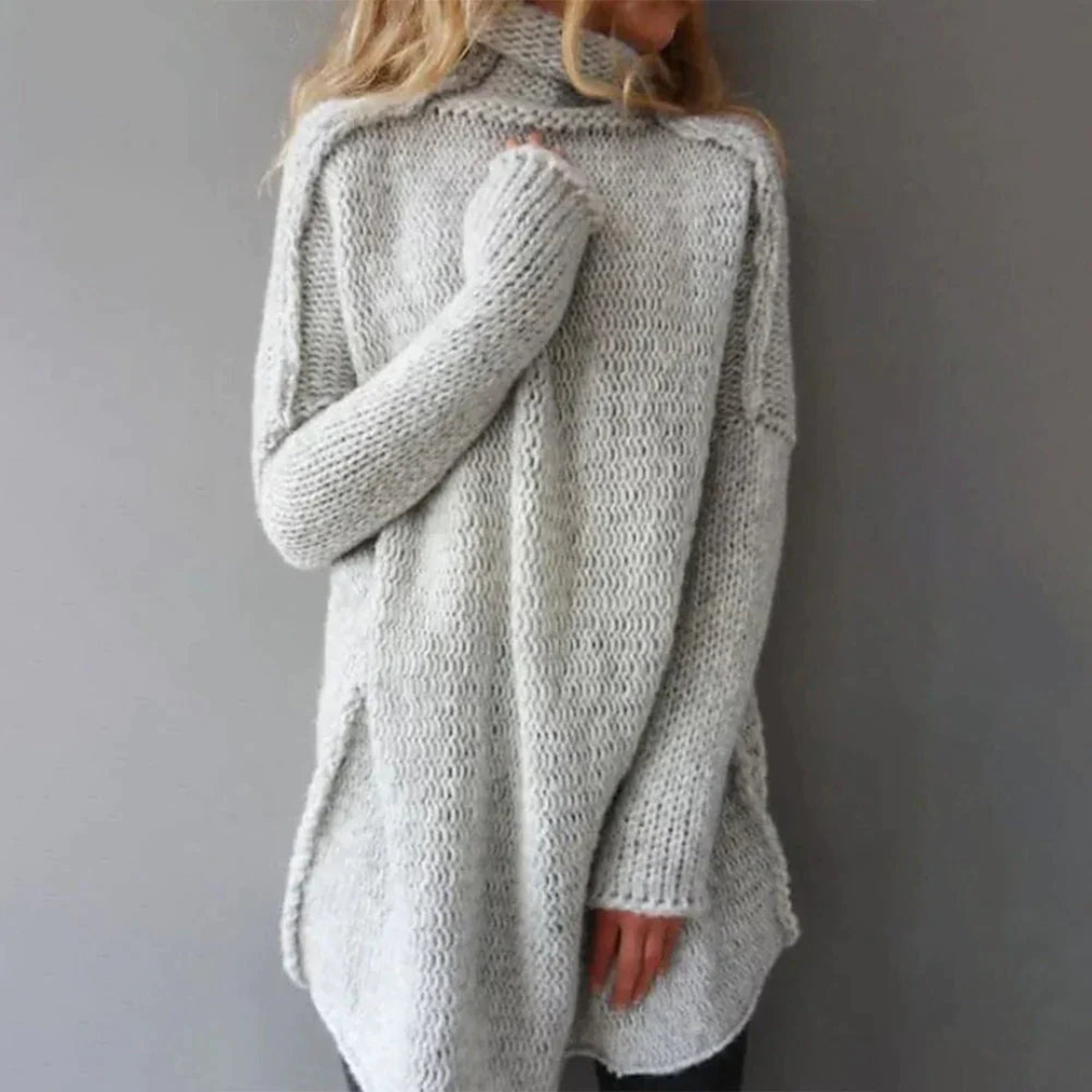Oversized rullekrave-sweatertunika til damer