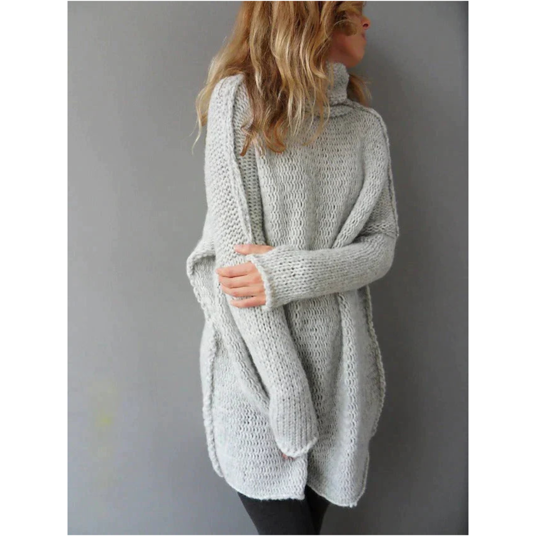Oversized rullekrave-sweatertunika til damer