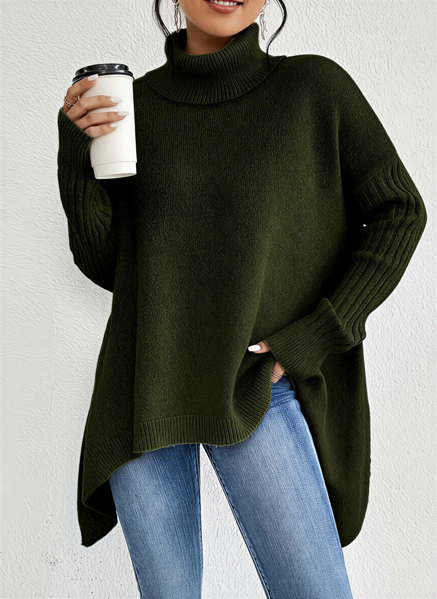 Oversized rullekravesweater til damer