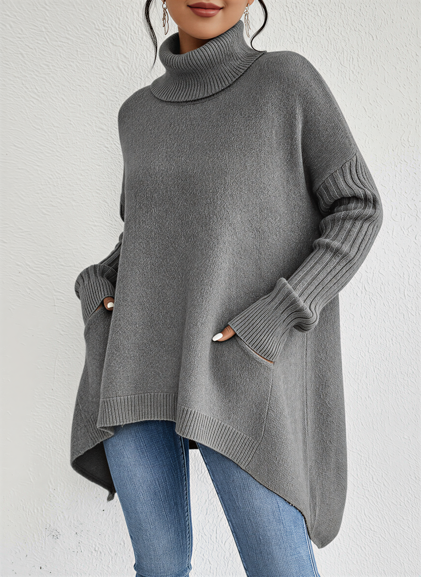 Oversized rullekravesweater til damer