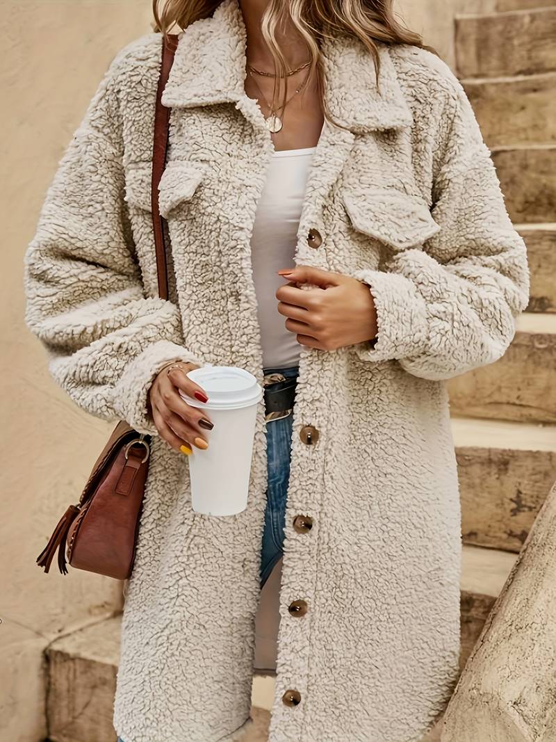 Oversized sherpafrakke til damer