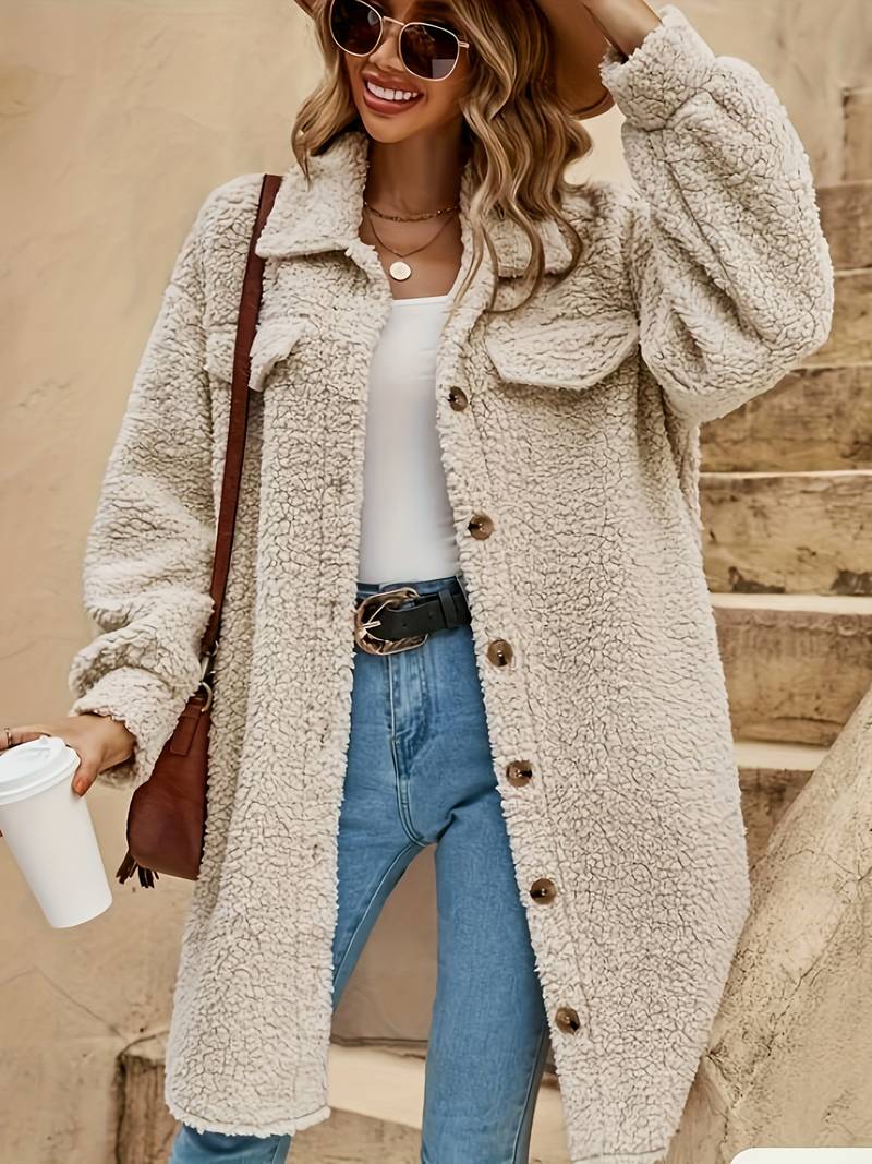 Oversized sherpafrakke til damer