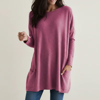 Oversized strikkjole med lommer til damer