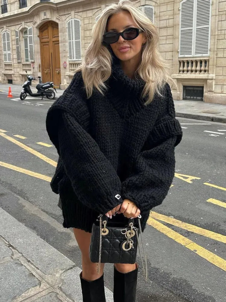 Oversized strikkjole til damer